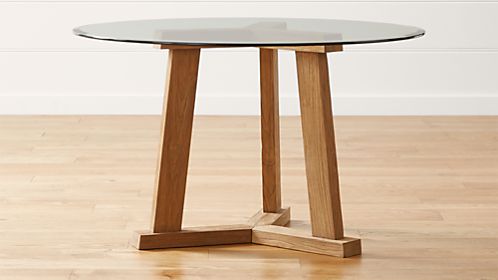 Teak Reclaimed Wood Round Dining Tables with Glass Tops