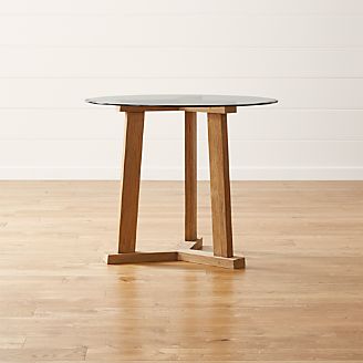 Teak Reclaimed Wood High Dining Table with 42" Round Glass Top