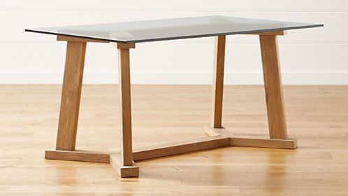 Teak Reclaimed Wood Dining Table with 60"x36" Rectangular Glass Top