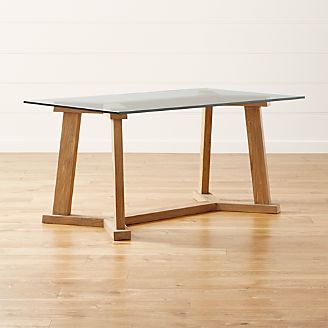 Teak Reclaimed Wood Dining Table with 60"x36" Rectangular Glass Top
