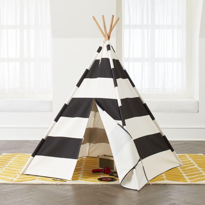 black and white striped teepee