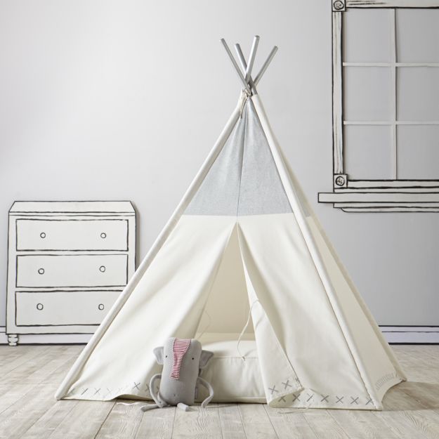 White Teepee Floor Cushion in Bean Bag & Poufs + Reviews Crate and Barrel