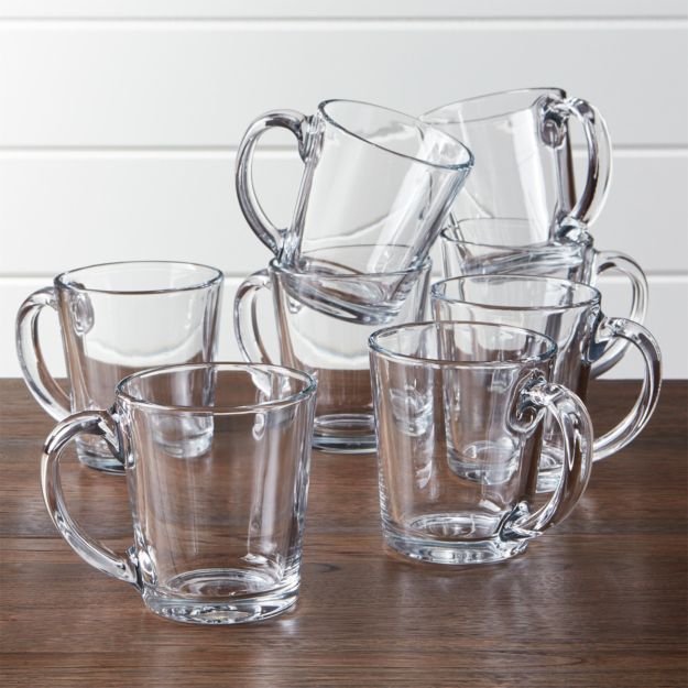 Moderno Clear Glass Coffee Mug, Set of 8 in Coffee Mugs & Tea Cups