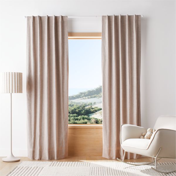 Rosy Lilac Textural Organic Cotton Chambray Blackout Window Curtain Panel 44
