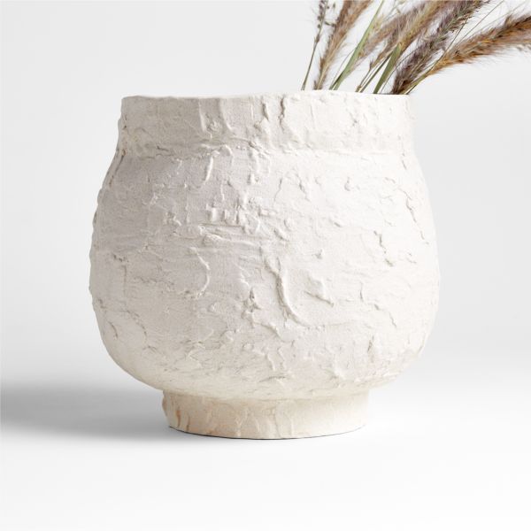 White Textured Ceramic Vase 9