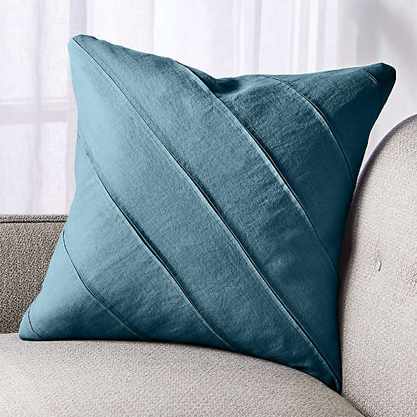 blue linen pillow