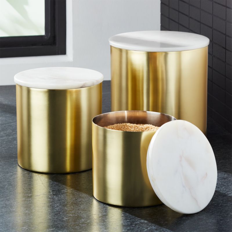 Thompson Gold/Marble Canisters | Crate and Barrel