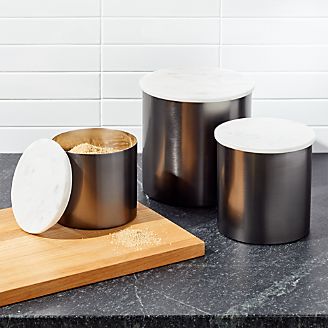 Food Storage Containers Gl And Plastic Crate Barrel Thompson Graphite Marble Canisters