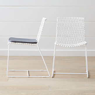 Dining Chairs Kitchen Crate And Barrel Tig Indoor Outdoor White Metal Dining Chair