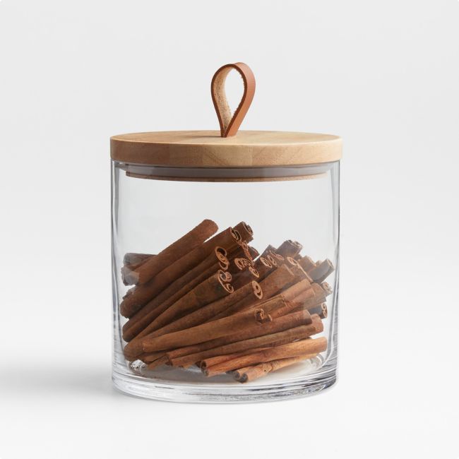 Online Designer Kitchen Tomos Small Glass Canister with Wood Lid