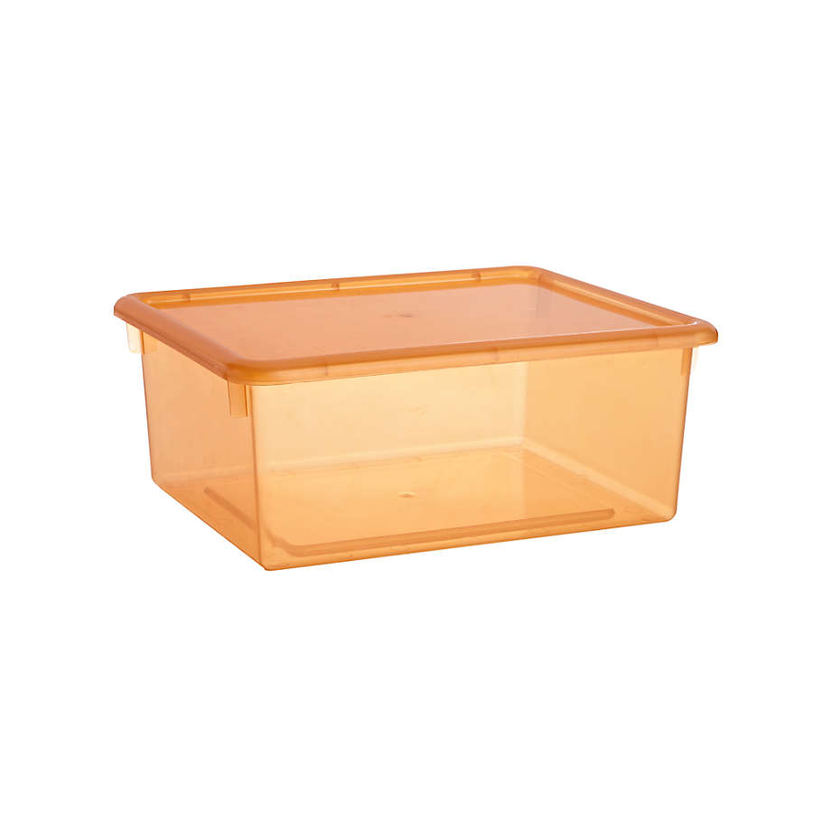 Medium Orange Plastic Storage Box + Reviews Crate and Barrel