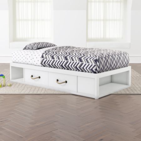 Topside White Twin Bed With Storage Reviews Crate And Barrel