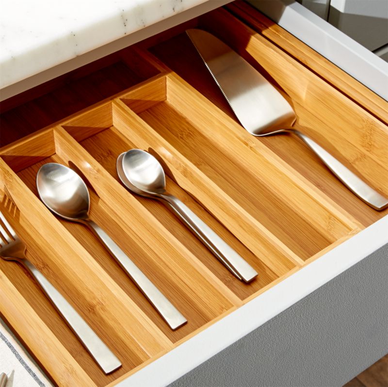 Expandable Bamboo Flatware Tray Reviews Crate And Barrel
