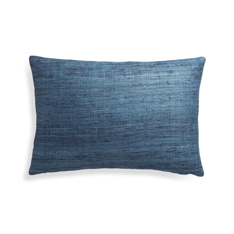 Blue Silk Lumbar Pillow Cover + Reviews Crate and Barrel