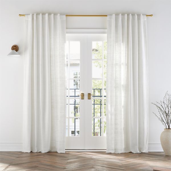 Trevino Crisp White Cotton Silk Blend Window Curtain Panel 52