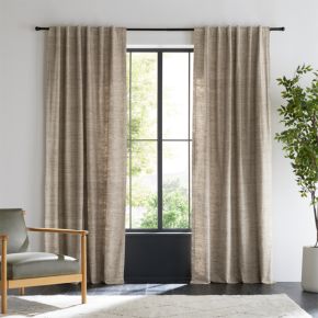 Trevino Warm Beige Cotton Silk Blend Window Curtain Panel 52