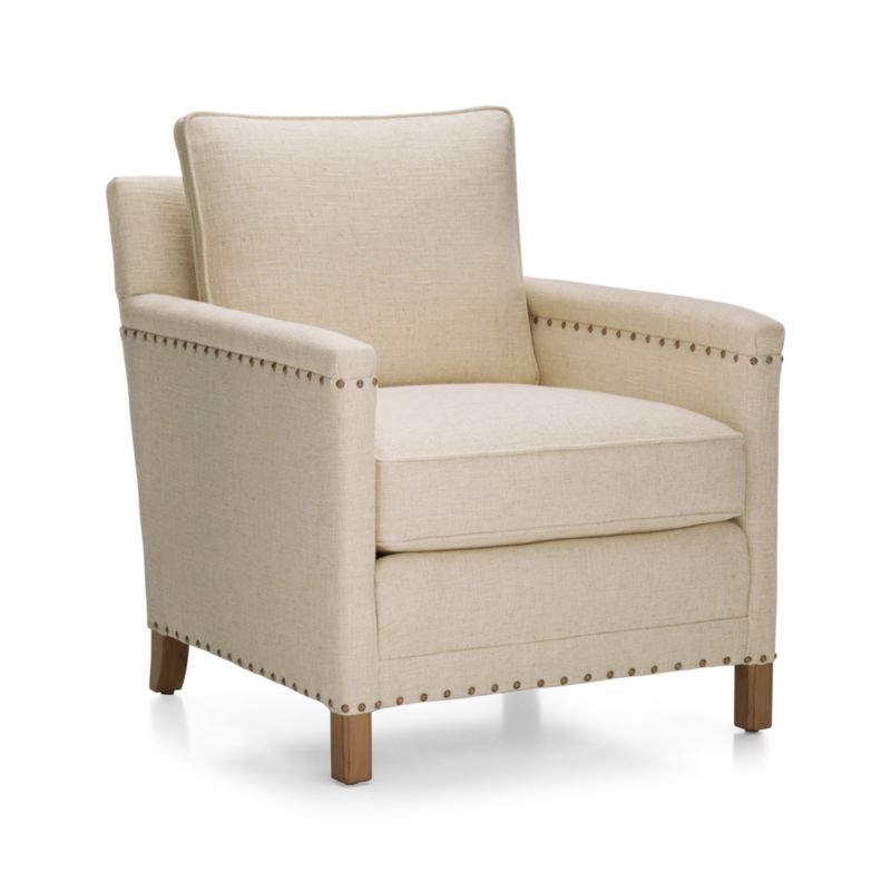 Trevor Chair with Oatmeal Fabric and Antiqued Nailheads