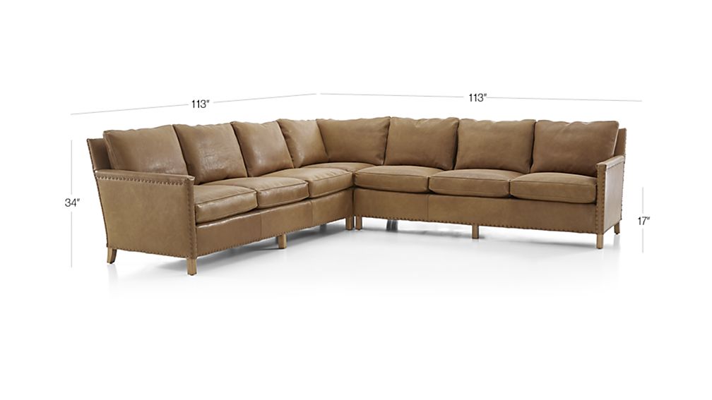 Trevor Leather 3Piece Sectional + Reviews Crate and Barrel