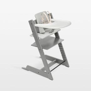 Image of Stokke ® Tripp Trapp ® Complete Storm Grey Wood Baby High Chair with Nordic Grey Cushion and Stokke Tray