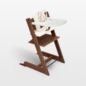 Image of Stokke ® Tripp Trapp® Warm Brown Oak Wood Baby High Chair with Cushion and Tray