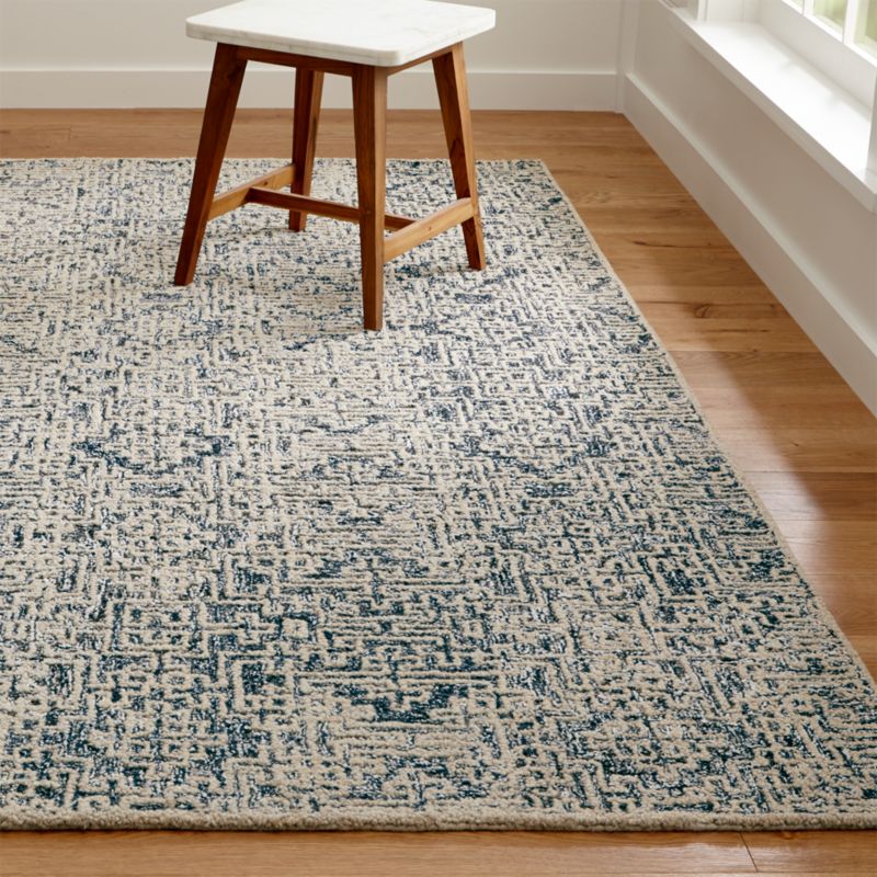 Trystan Indigo Blue Patterned Rug Crate and Barrel
