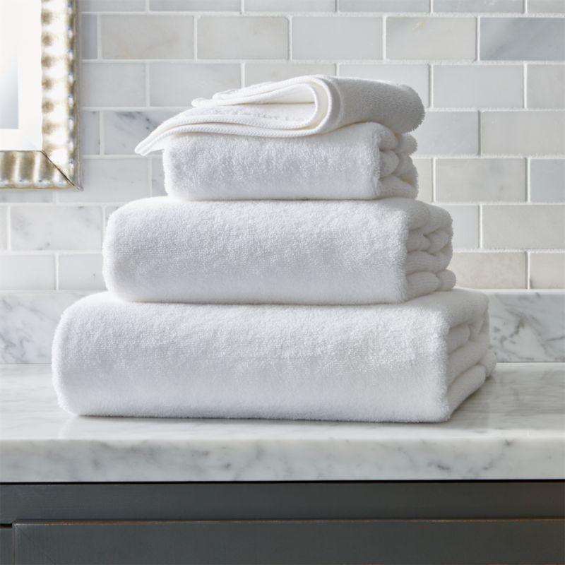 grey and white towels