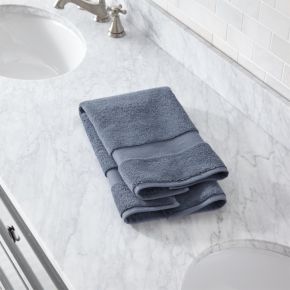 Image of Organic Turkish Cotton Evening Blue Hand Towel