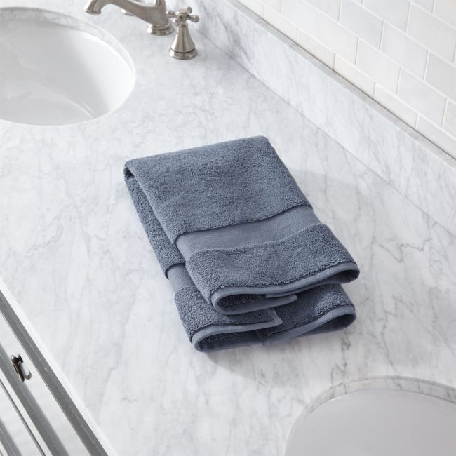 Online Designer Bathroom Organic 800-Gram Evening Blue Turkish Hand Towel