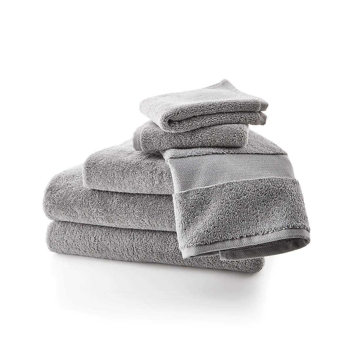 grey white towels