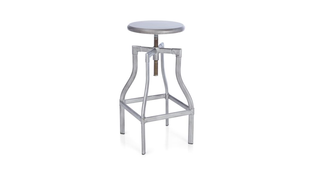 Turner Gunmetal Adjustable Backless Bar Stool | Crate and Barrel