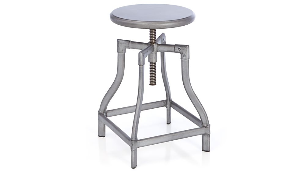 Turner Gunmetal Adjustable Backless Bar Stools and Linen Cushion