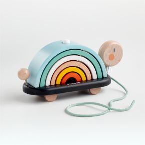 Image of Janod Rainbow Turtle Wooden Baby Pull Toy