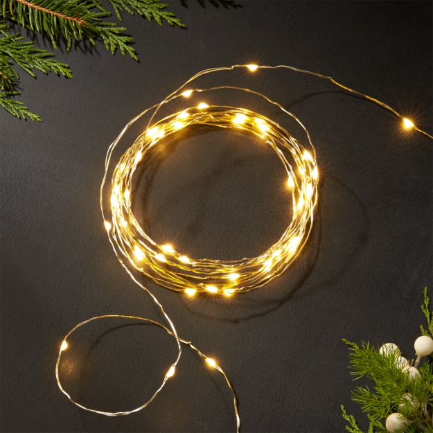 Twinkle Gold 10' String Lights + Reviews | Crate and Barrel