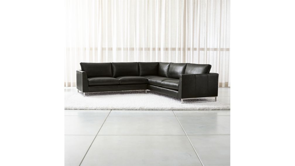 Tyson Leather 2Piece Right Arm Corner Sofa Sectional with Stainless