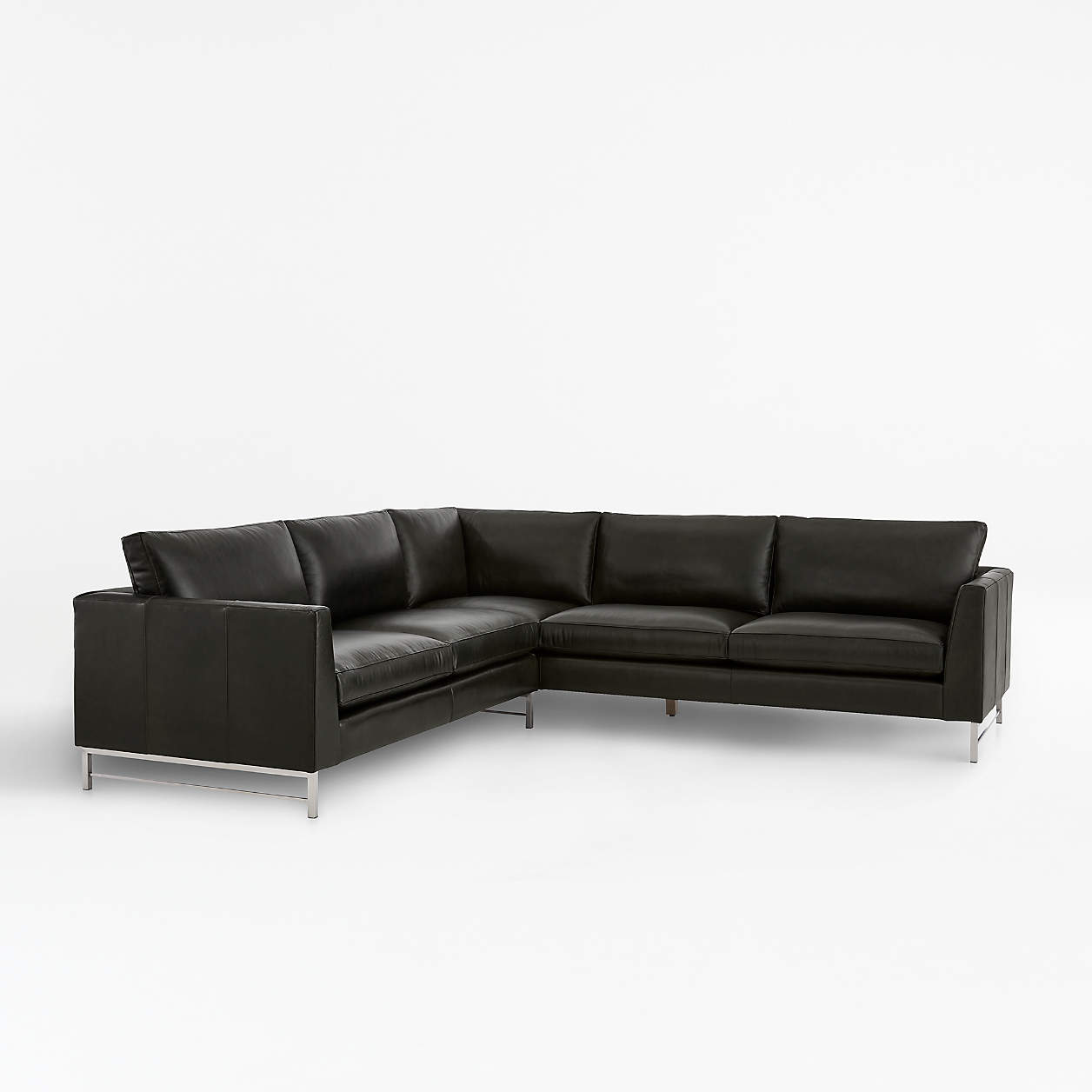 Tyson Leather 2Piece Right Arm Corner Sofa Sectional with Brass Base