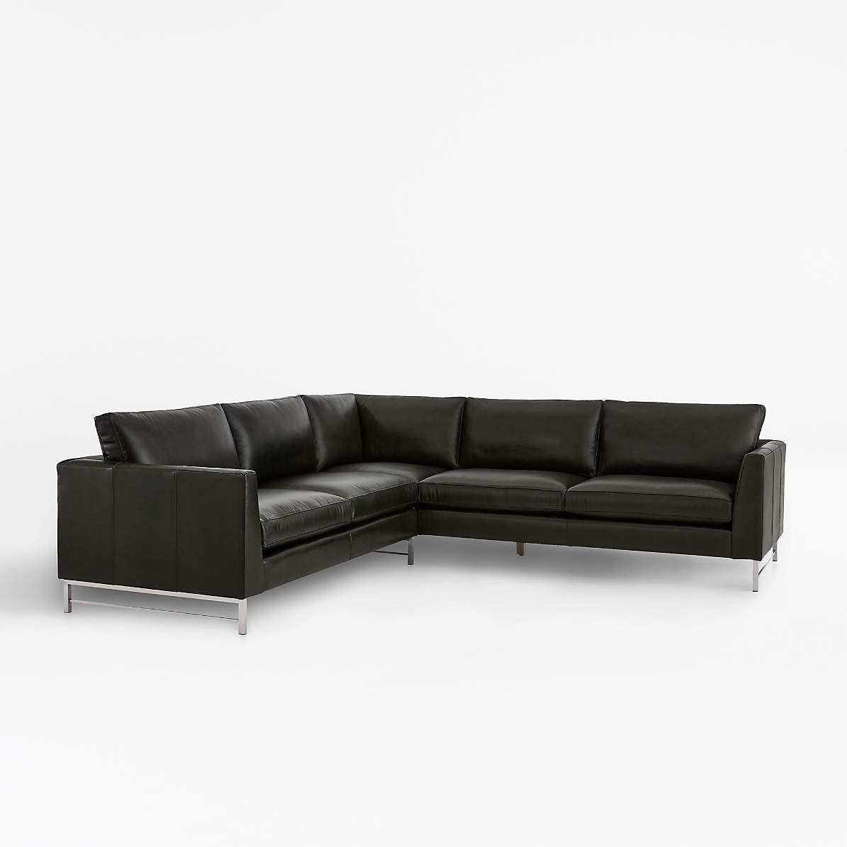 Tyson Leather 2 Piece Right Arm Corner Sofa Sectional With Stainless Steel Base Reviews Crate And Barrel