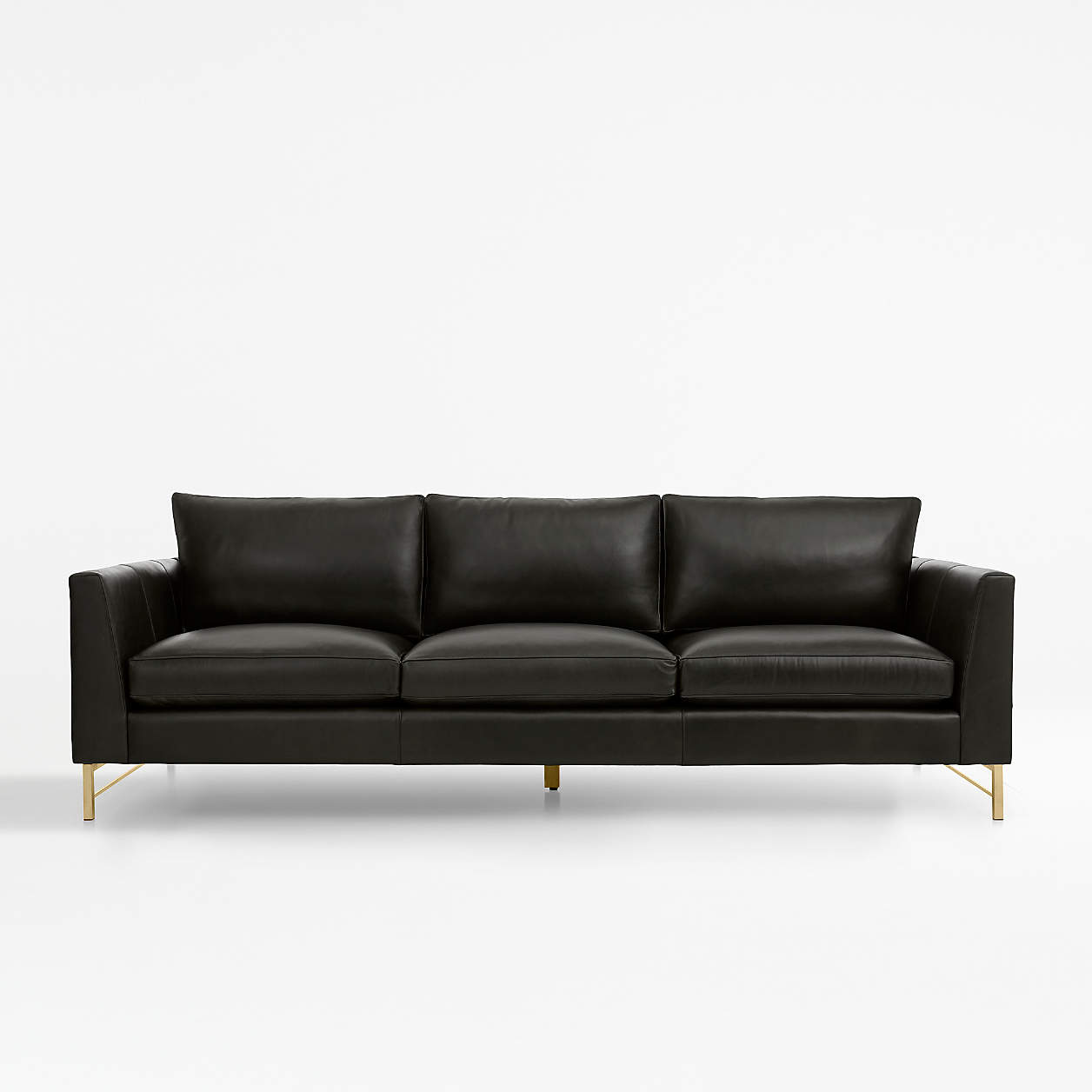 Tyson Leather 102" Grande Sofa with Brass Base + Reviews Crate and Barrel