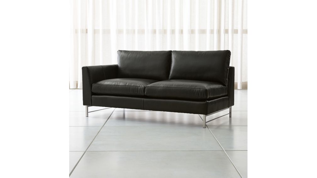 Tyson Leather Left Arm Apartment Sofa with Stainless Steel Base