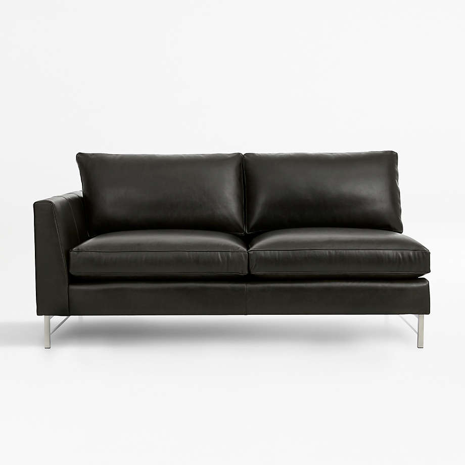 Tyson Leather Left Arm Apartment Sofa with Stainless Steel Base