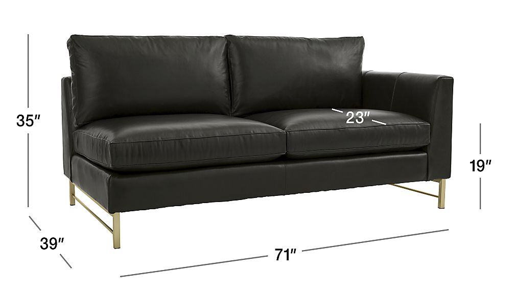 Tyson Leather Right Arm Apartment Sofa with Brass Base + Reviews