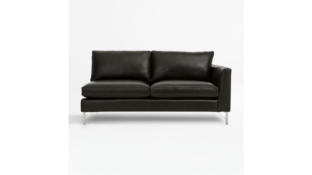 Tyson Leather Right Arm Apartment Sofa with Stainless Steel Base