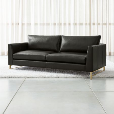 Tyson Leather Sofa With Brass Base Crate And Barrel