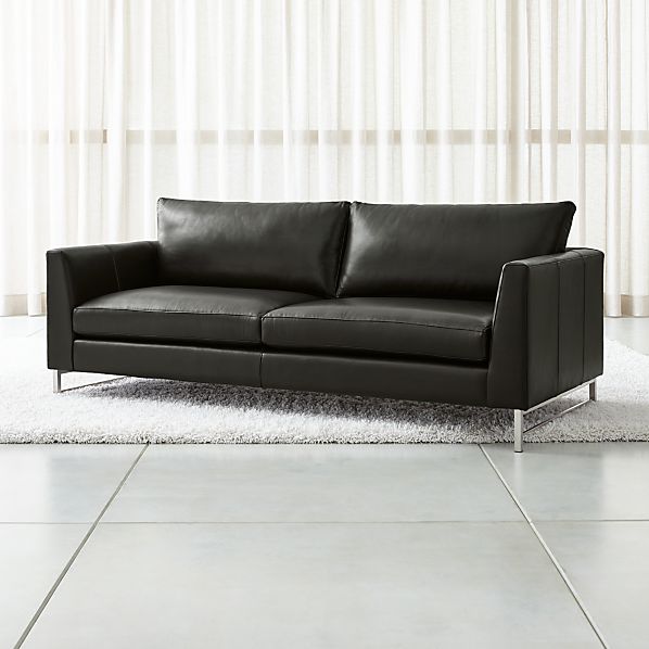 Tyson Leather Sofa With Stainless Steel Base