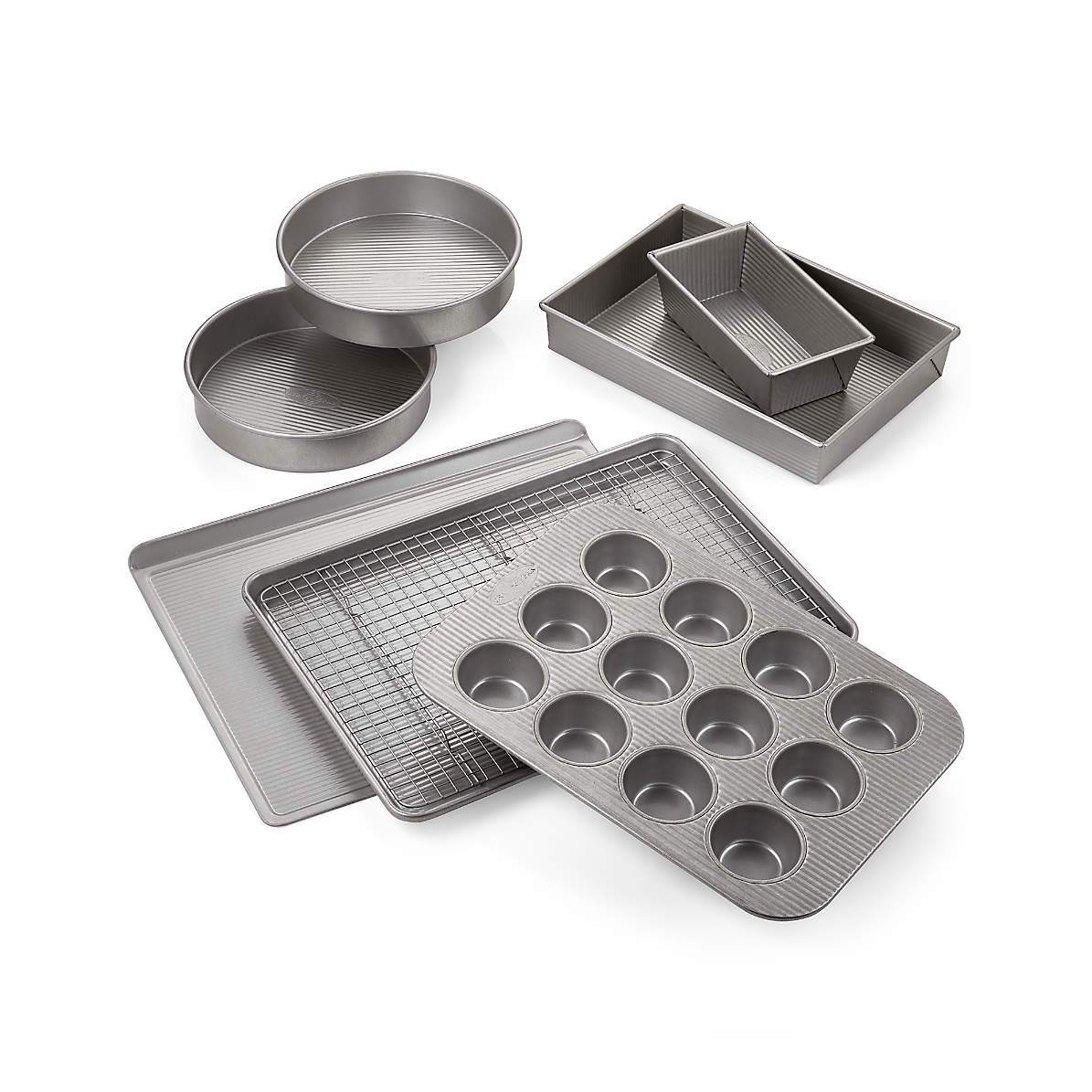 Family Traditions FT8PC Copper Non-Stick 8-Piece Bakeware Set-Includes Commercia