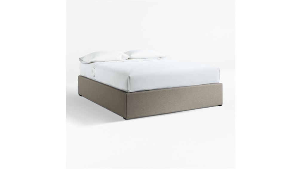 Queen Upholstered GasLift Storage Bed Base Grey Crate and Barrel