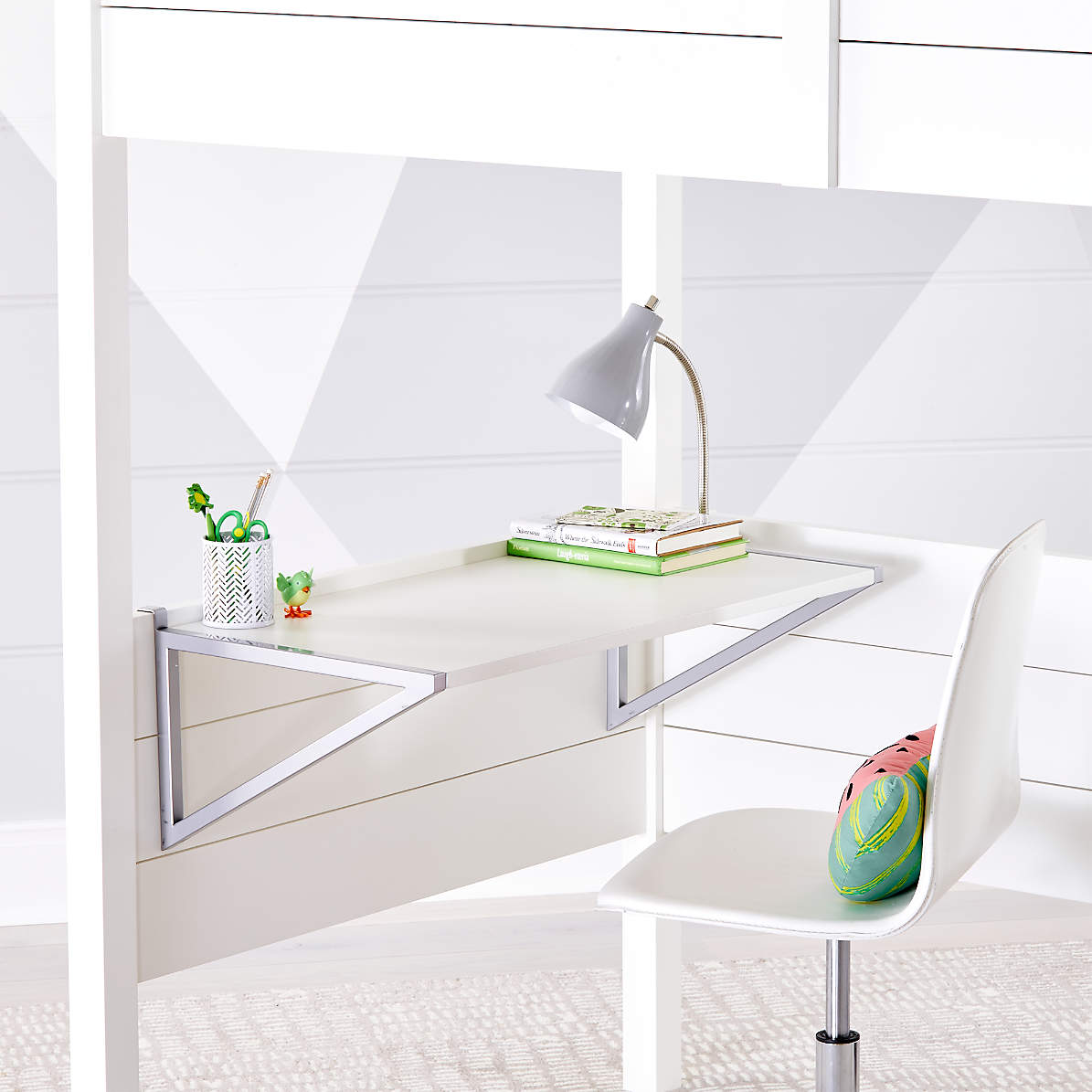 white loft beds with desk