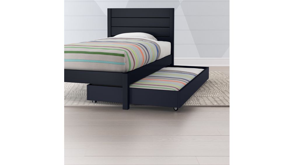 Parke Navy Blue Trundle Bed + Reviews | Crate and Barrel