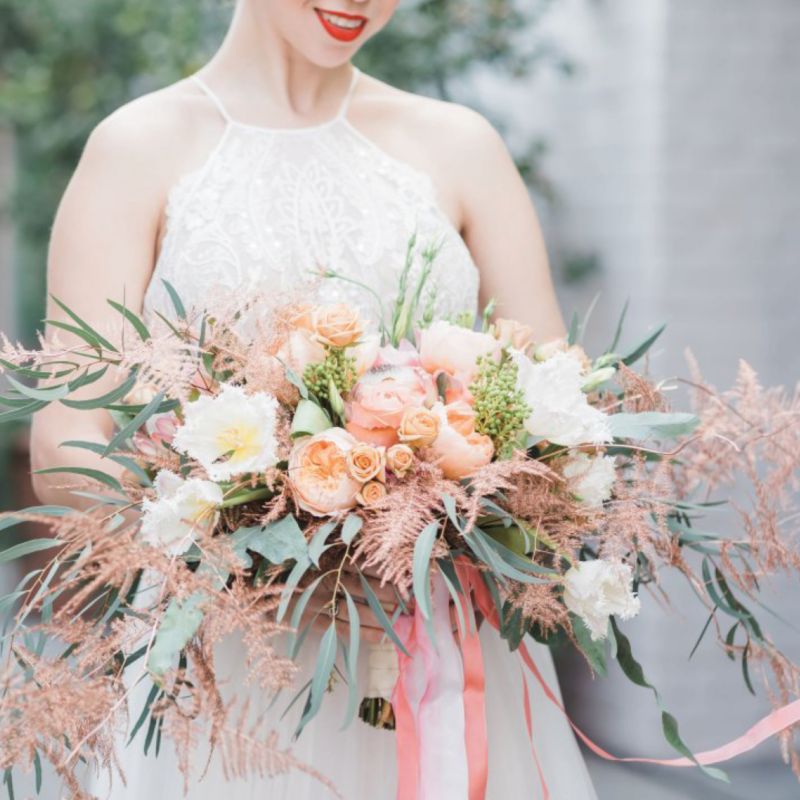 Large bridal bouquet on display