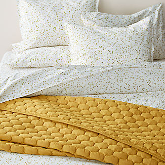 Valeta Yellow Organic Printed Duvet Covers and Pillow Shams