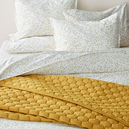 Valeta Yellow Organic Printed Duvet Covers And Pillow Shams